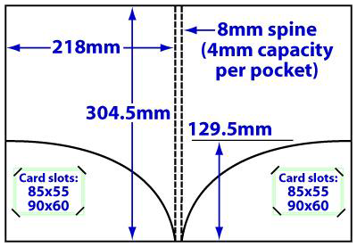 Diagram of product FA4_c4_407 A4 double-pocketed folder with 2x4mm capacity.